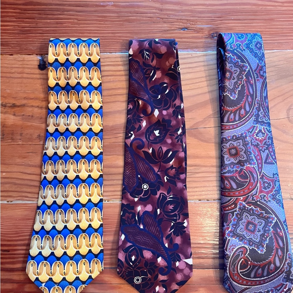 KETCH Elegant Men's Tie Bundle of 3- Geometric, Abstract Floral, Paisley- Luxe